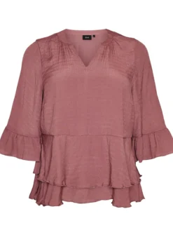 Bluse mit 3/4-Ärmeln und Rüschendetails
