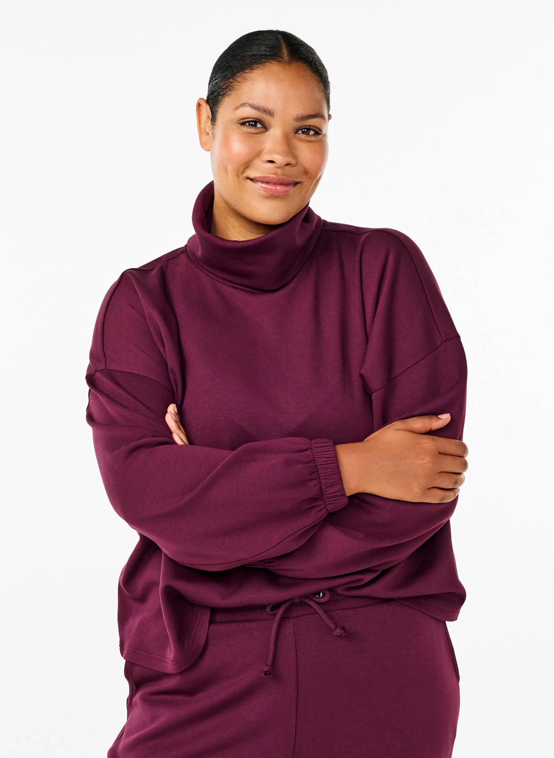Bluse mit Rollkragen aus Modal-Mix