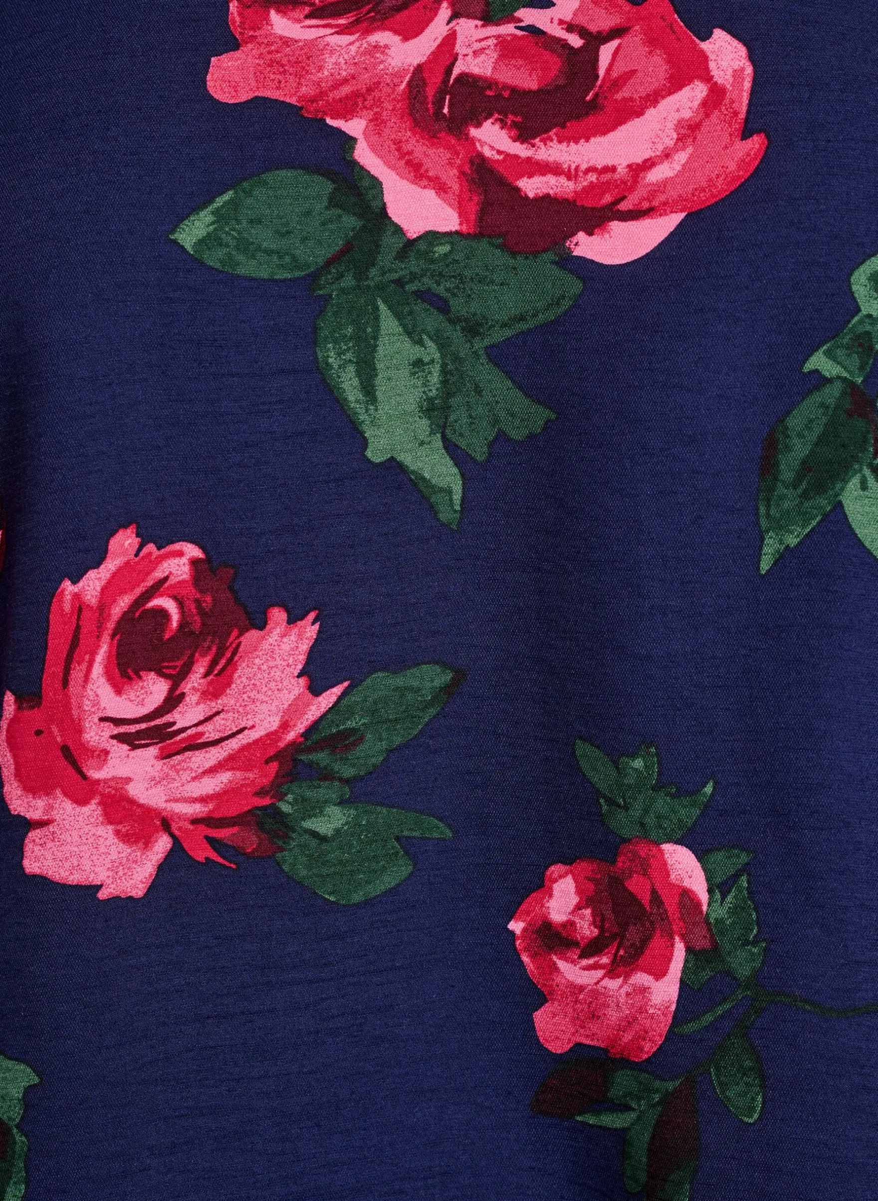 Bluse mit Rosenprint und kurzen Ballonärmeln