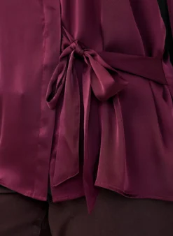 Bluse mit Satin-Optik und Wickeloptik