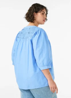 Bluse mit Smock und 3/4-Ärmeln