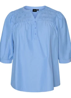 Bluse mit Smock und 3/4-Ärmeln
