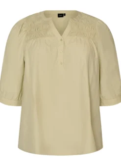 Bluse mit Smock und 3/4-Ärmeln