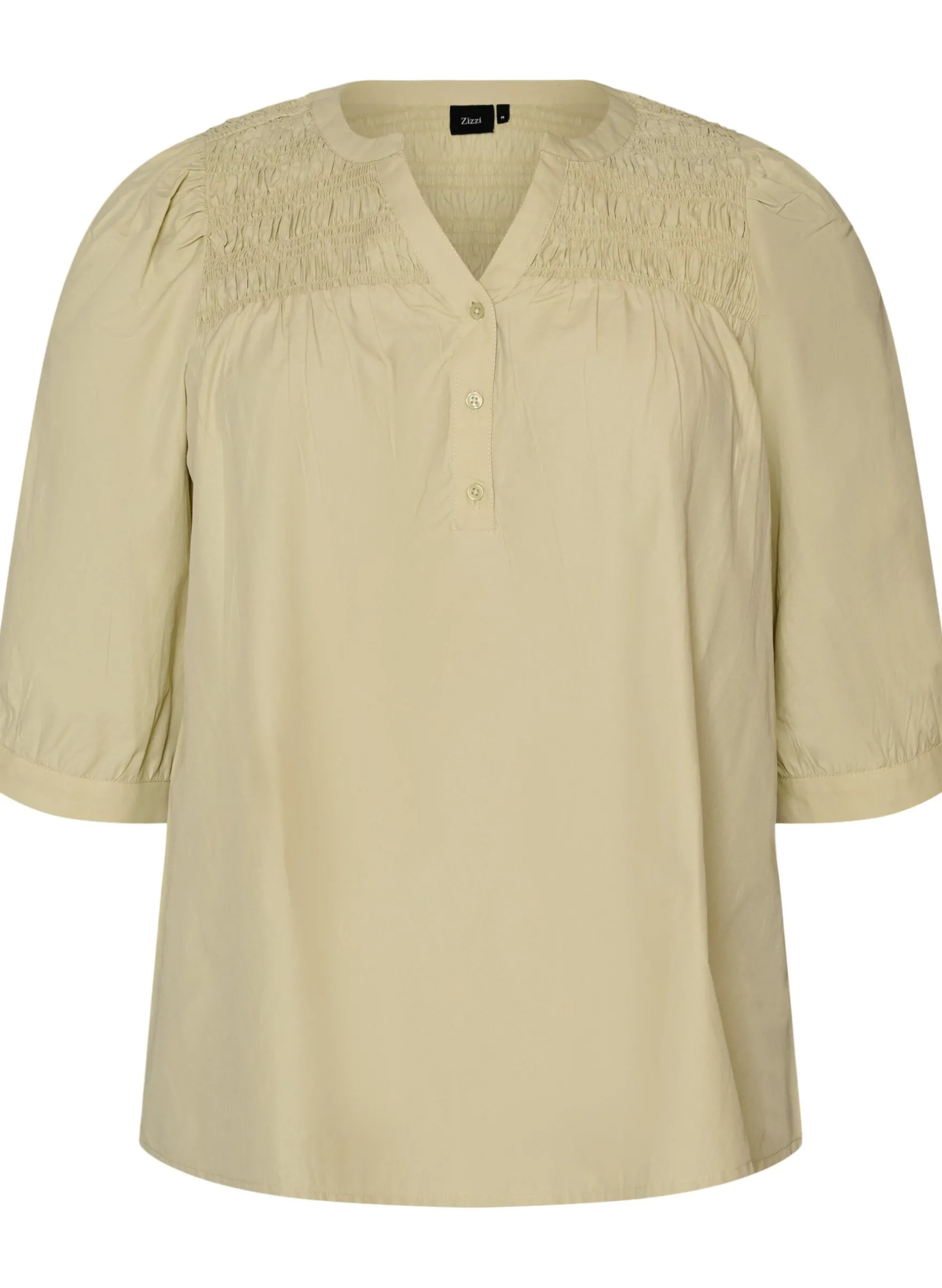 Bluse mit Smock und 3/4-Ärmeln