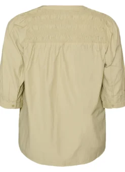 Bluse mit Smock und 3/4-Ärmeln