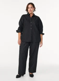 Bluse mit Spitzenbesatz und Glitzerfaden