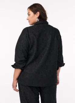 Bluse mit Spitzenbesatz und Glitzerfaden