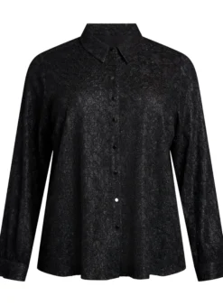 Bluse mit Spitzenbesatz und Glitzerfaden