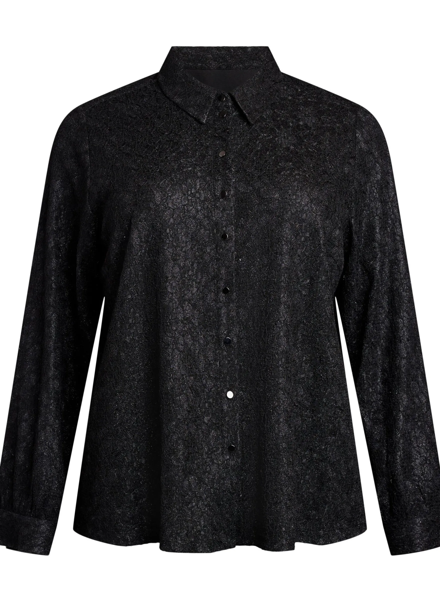 Bluse mit Spitzenbesatz und Glitzerfaden