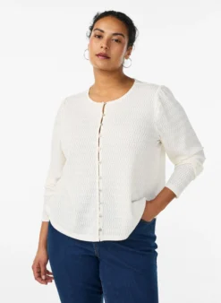 Bluse mit Strukturmuster und Knopfverschluss