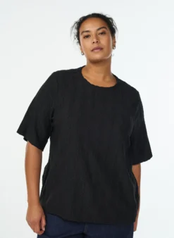 Bluse mit Strukturmuster und kurzen Ärmeln