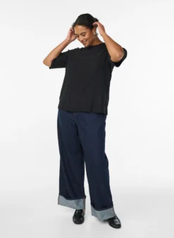 Bluse mit Strukturmuster und kurzen Ärmeln