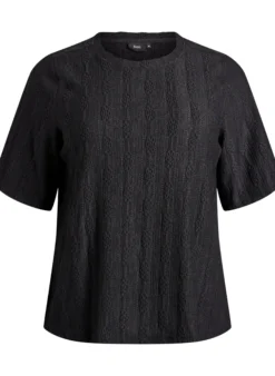 Bluse mit Strukturmuster und kurzen Ärmeln