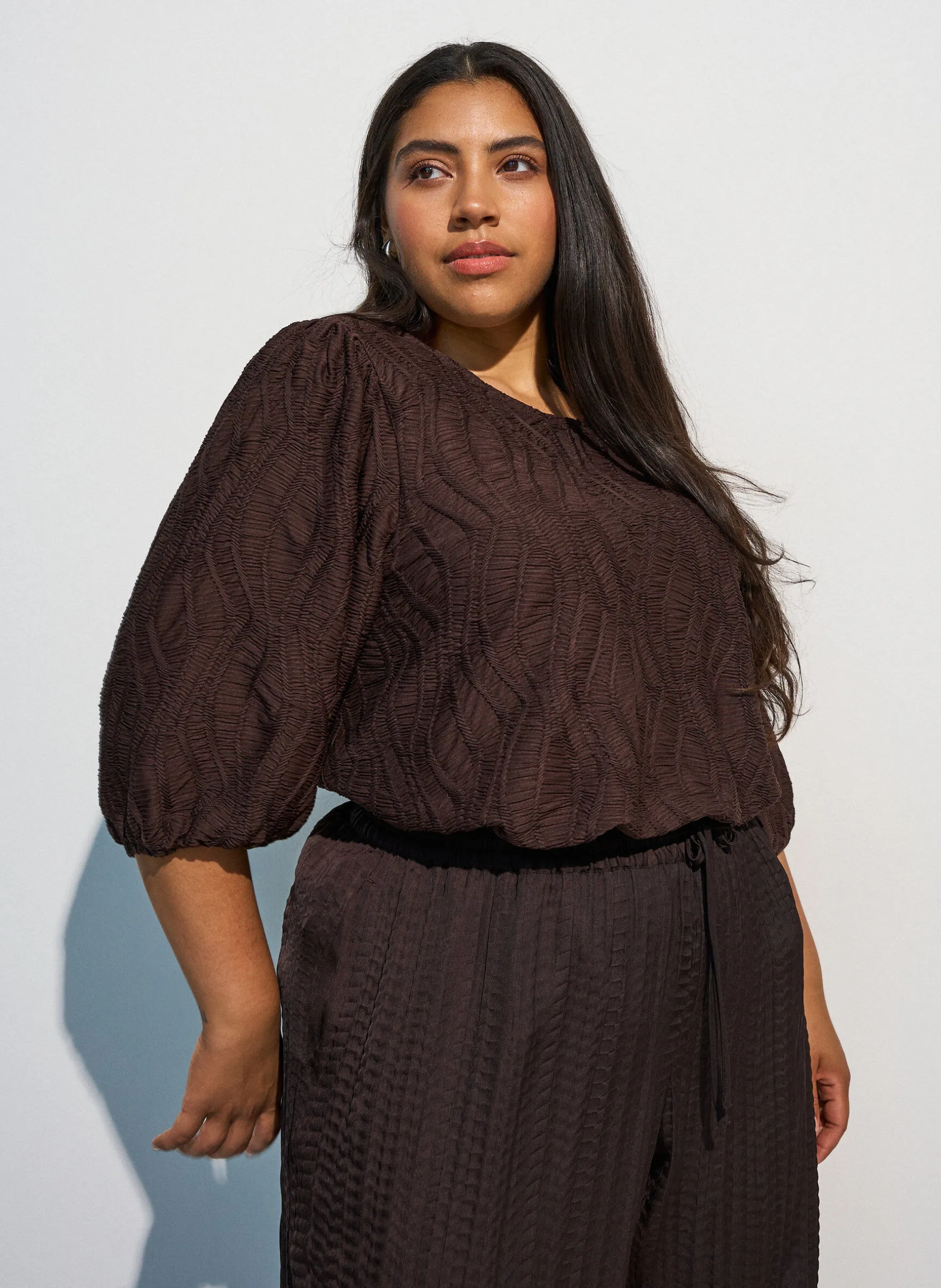 Bluse mit Struktur und 3/4-Ärmeln
