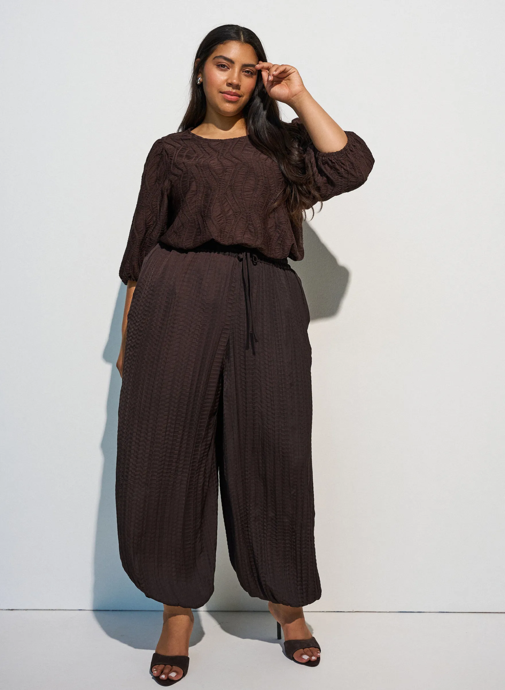 Bluse mit Struktur und 3/4-Ärmeln