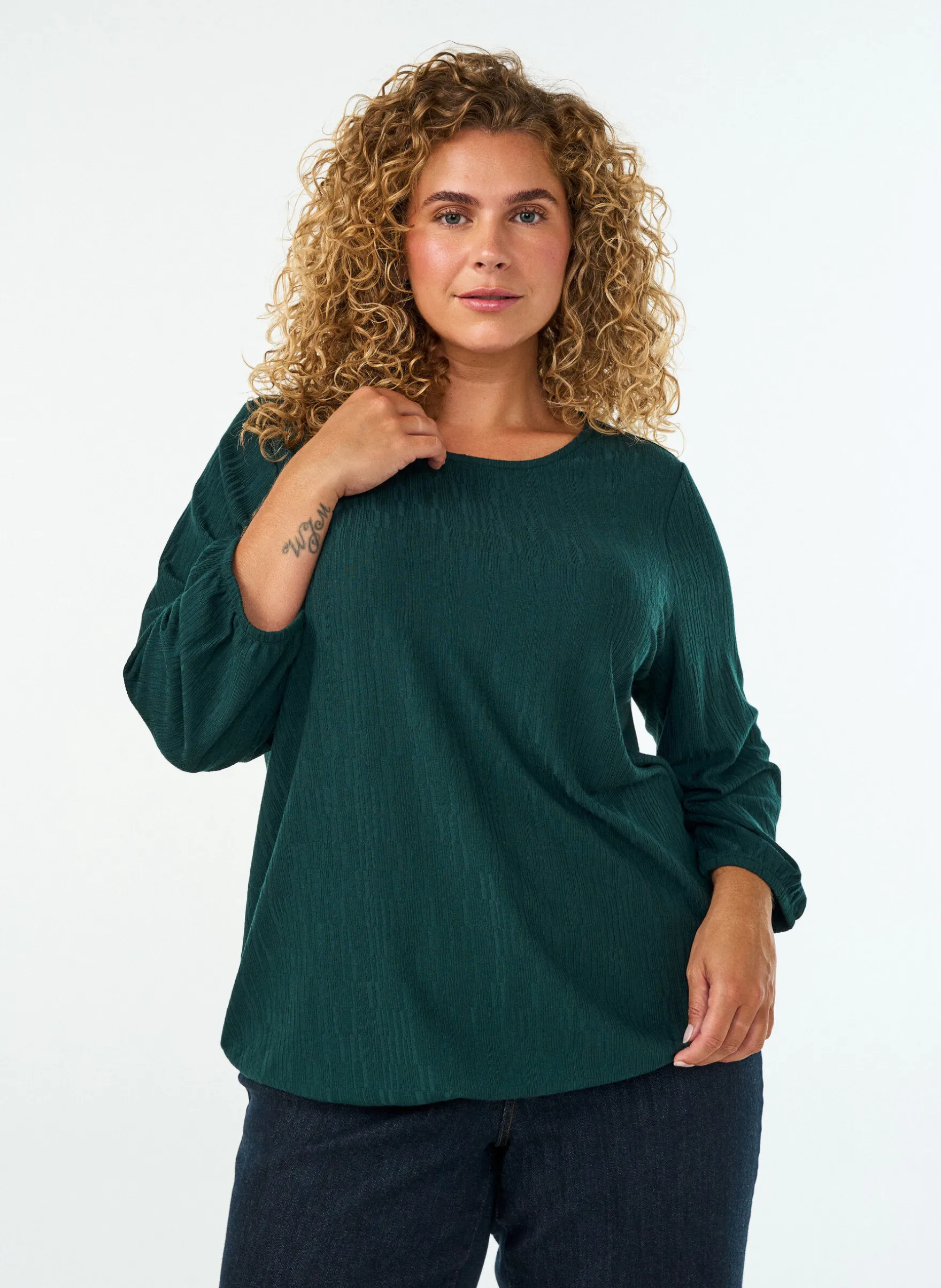 Bluse mit Struktur und 3/4-Ärmeln