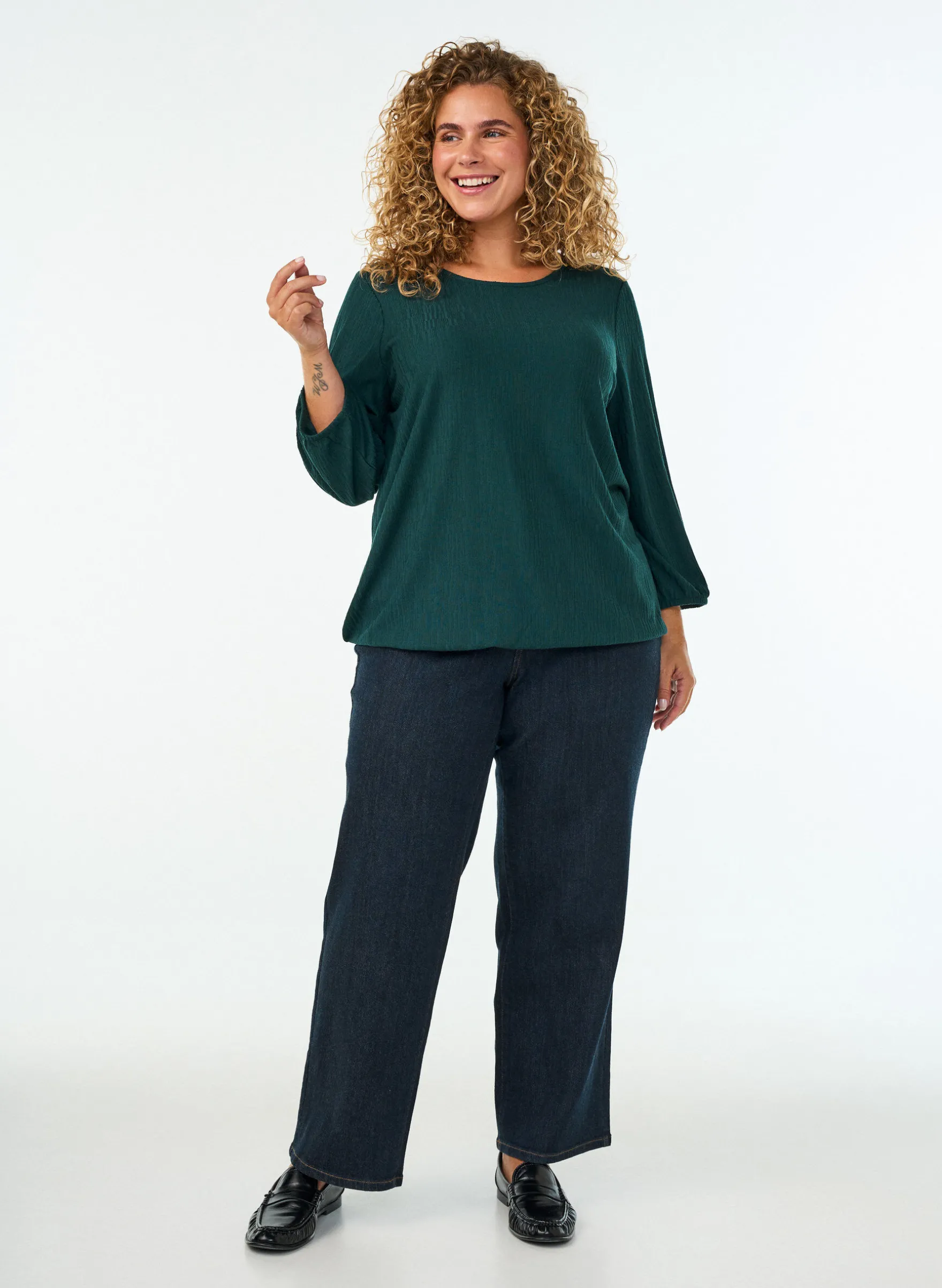 Bluse mit Struktur und 3/4-Ärmeln