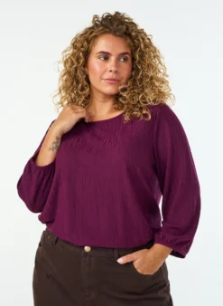 Bluse mit Struktur und 3/4-Ärmeln