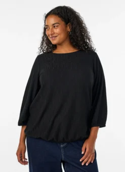 Bluse mit Struktur und 3/4-Ärmeln