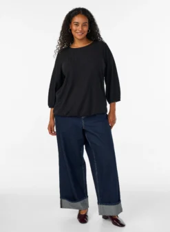 Bluse mit Struktur und 3/4-Ärmeln