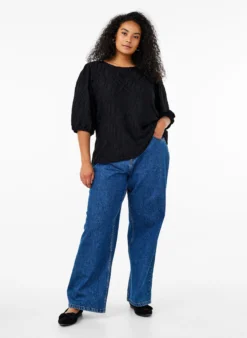 Bluse mit Struktur und 3/4-Ärmeln