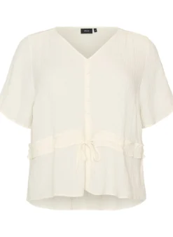 Bluse mit Struktur und Taillenbindung
