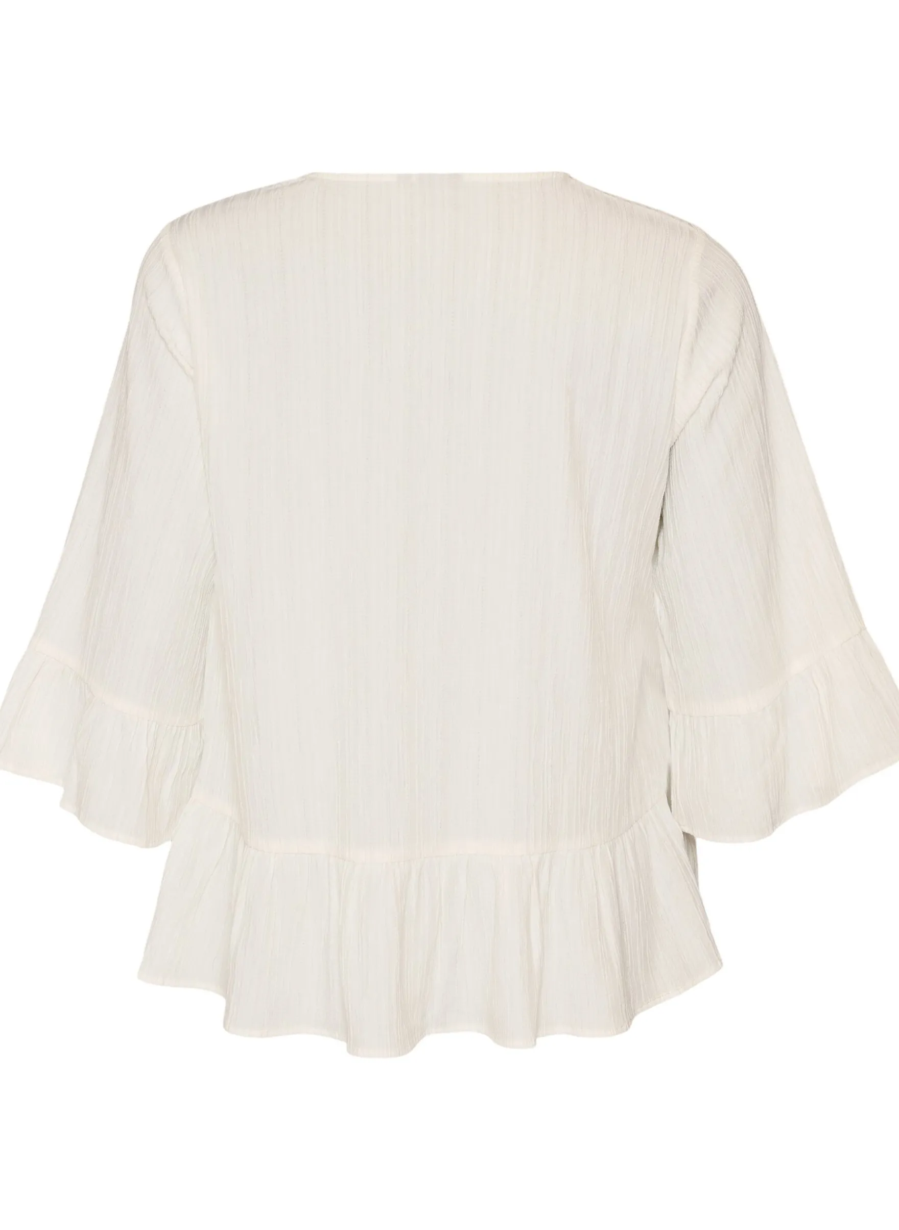 Bluse mit Struktur, V-Ausschnitt und Rüschen
