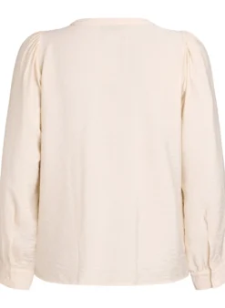 Bluse mit V-Ausschnitt und bestickten Bändern