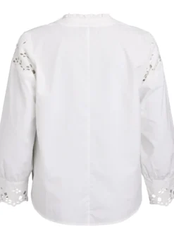 Bluse mit V-Ausschnitt und Broderie-Anglaise-Details