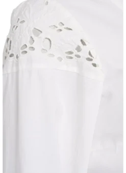 Bluse mit V-Ausschnitt und Broderie-Anglaise-Details