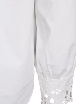 Bluse mit V-Ausschnitt und Broderie-Anglaise-Details