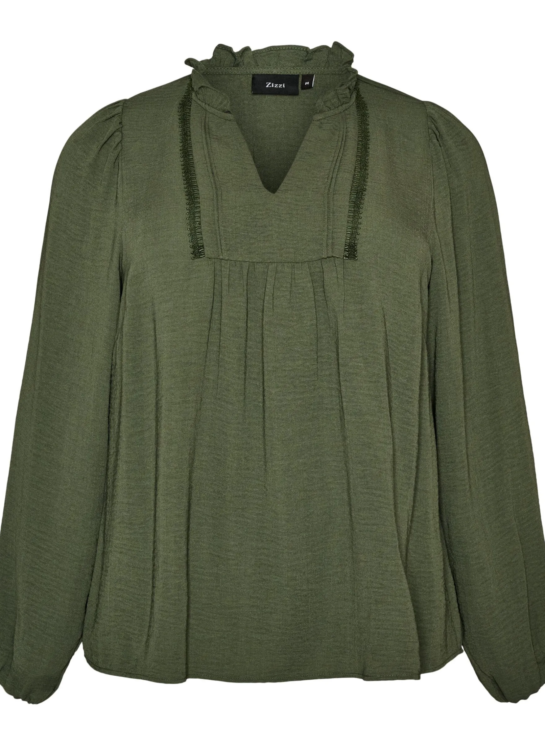Bluse mit V-Ausschnitt und Häkelband
