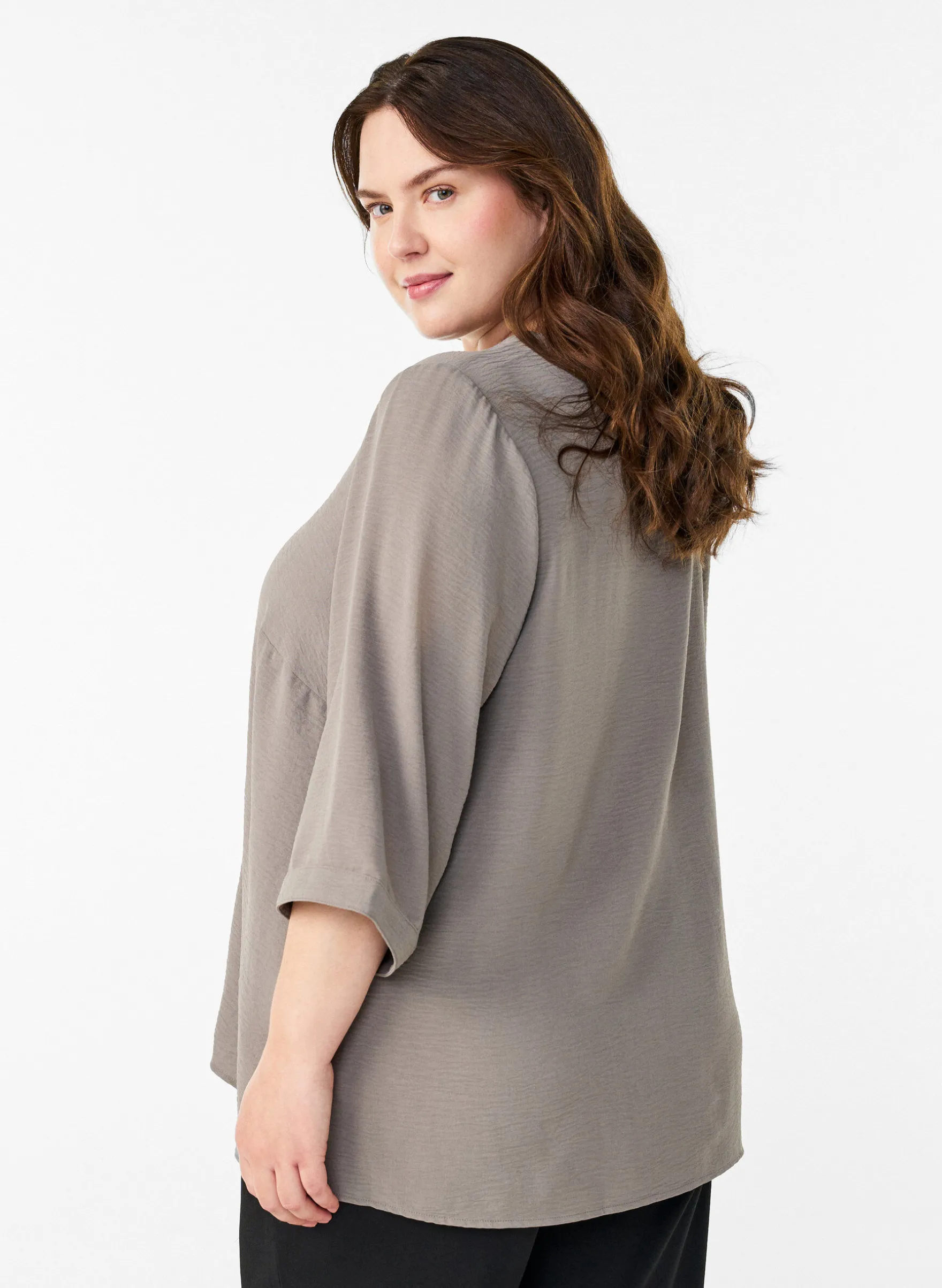 Bluse mit V-Ausschnitt und 3/4-Ärmeln