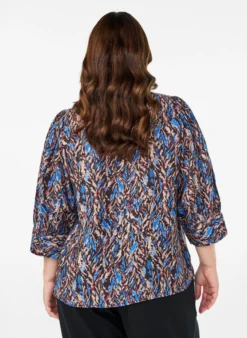 Bluse mit V-Ausschnitt und 3/4-Ärmeln