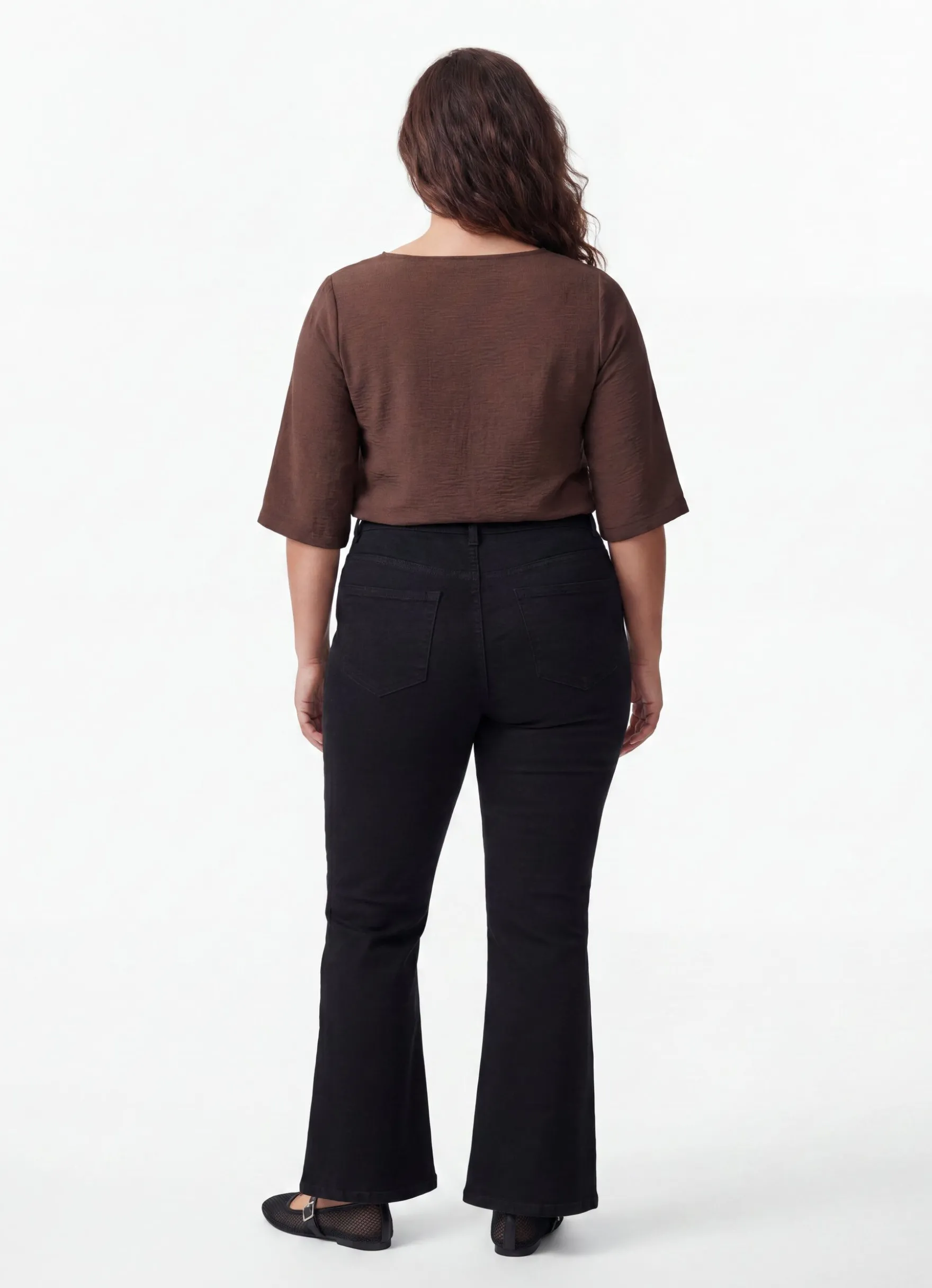Bluse mit V-Ausschnitt und 3/4-Ärmeln
