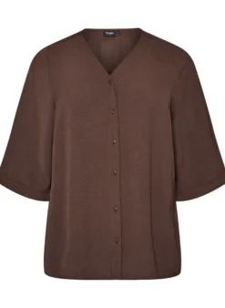 Bluse mit V-Ausschnitt und 3/4-Ärmeln