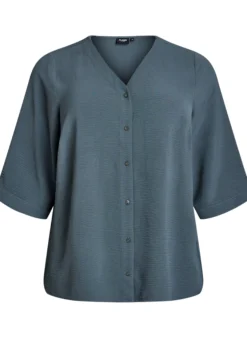Bluse mit V-Ausschnitt und 3/4-Ärmeln