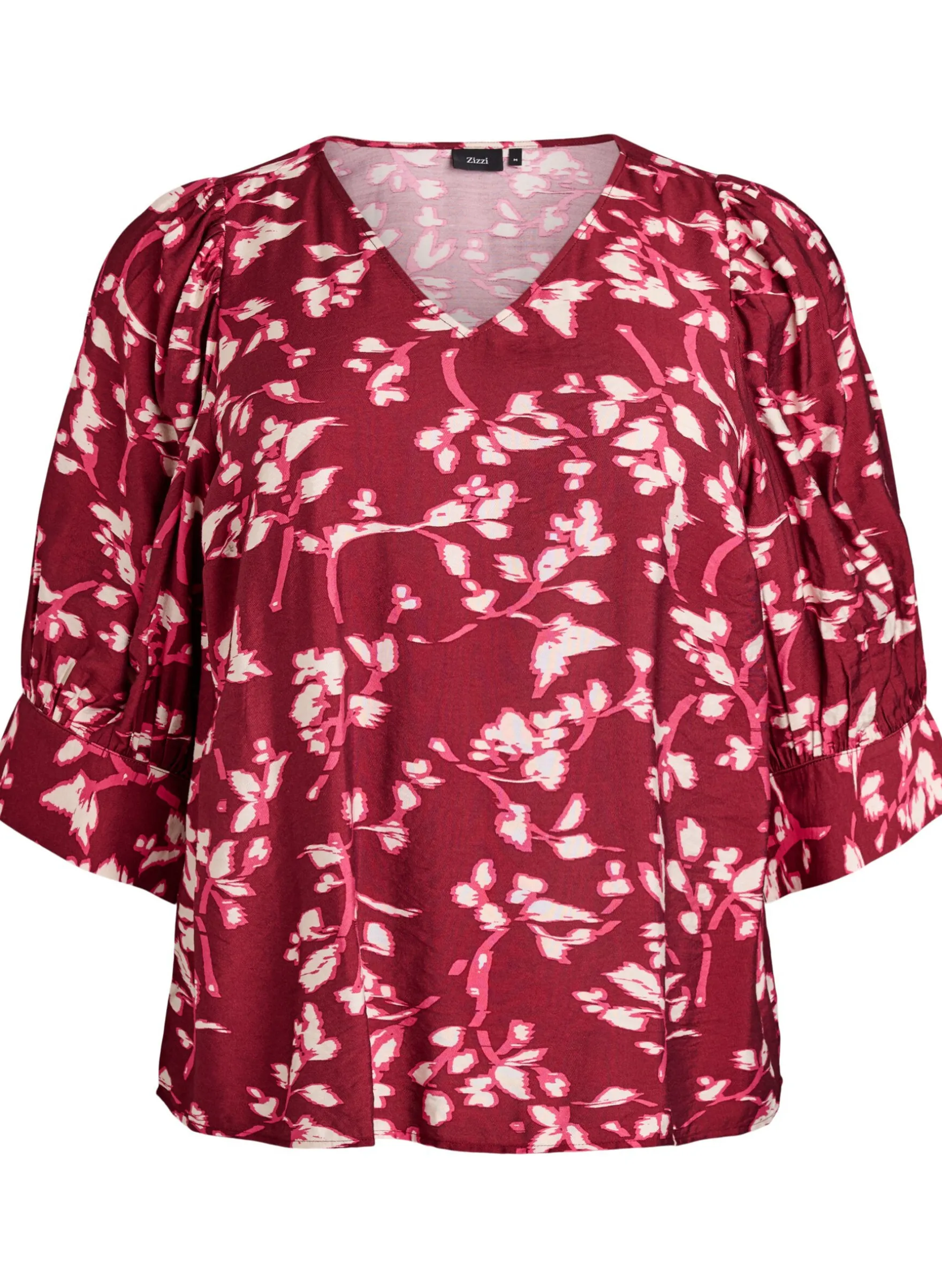Bluse mit V-Ausschnitt und 3/4-Ärmeln