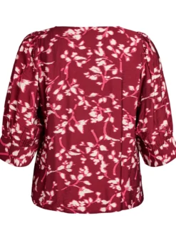 Bluse mit V-Ausschnitt und 3/4-Ärmeln