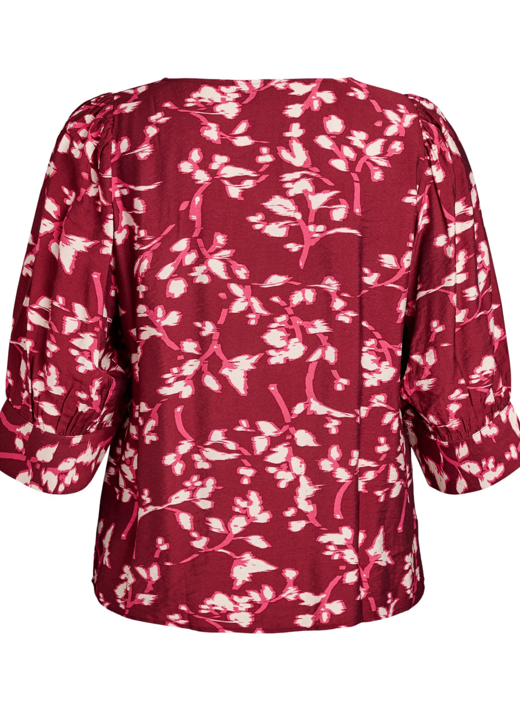 Bluse mit V-Ausschnitt und 3/4-Ärmeln