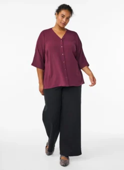 Bluse mit V-Ausschnitt und 3/4-Ärmeln