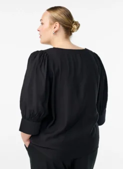 Bluse mit V-Ausschnitt und 3/4-Ärmeln