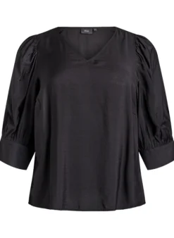 Bluse mit V-Ausschnitt und 3/4-Ärmeln