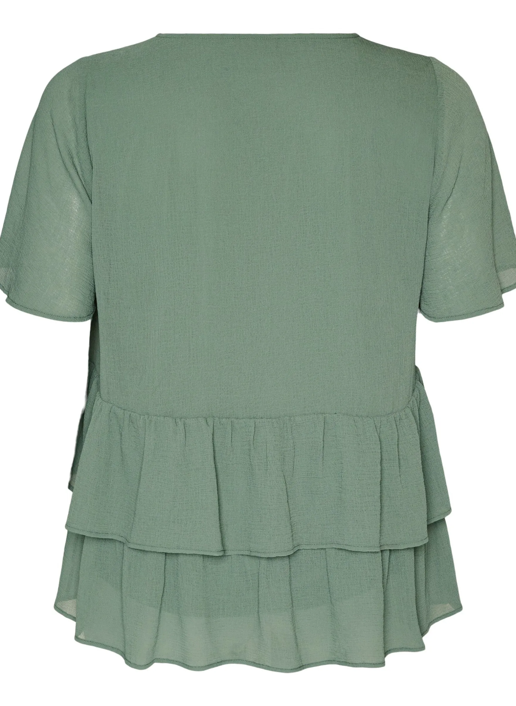 Bluse mit V-Ausschnitt und Rüschen