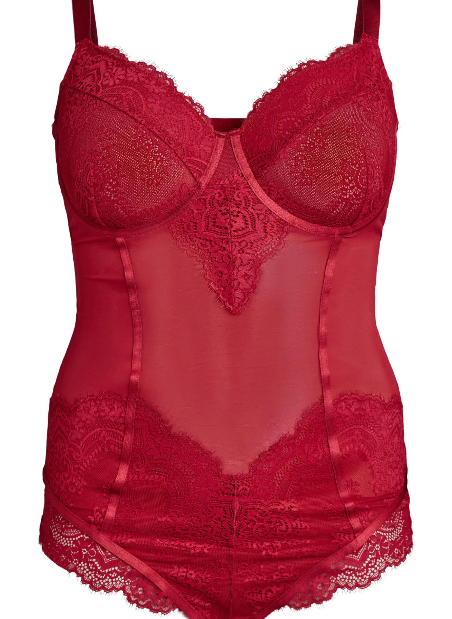 Body aus Mesh mit Spitze und Bügel