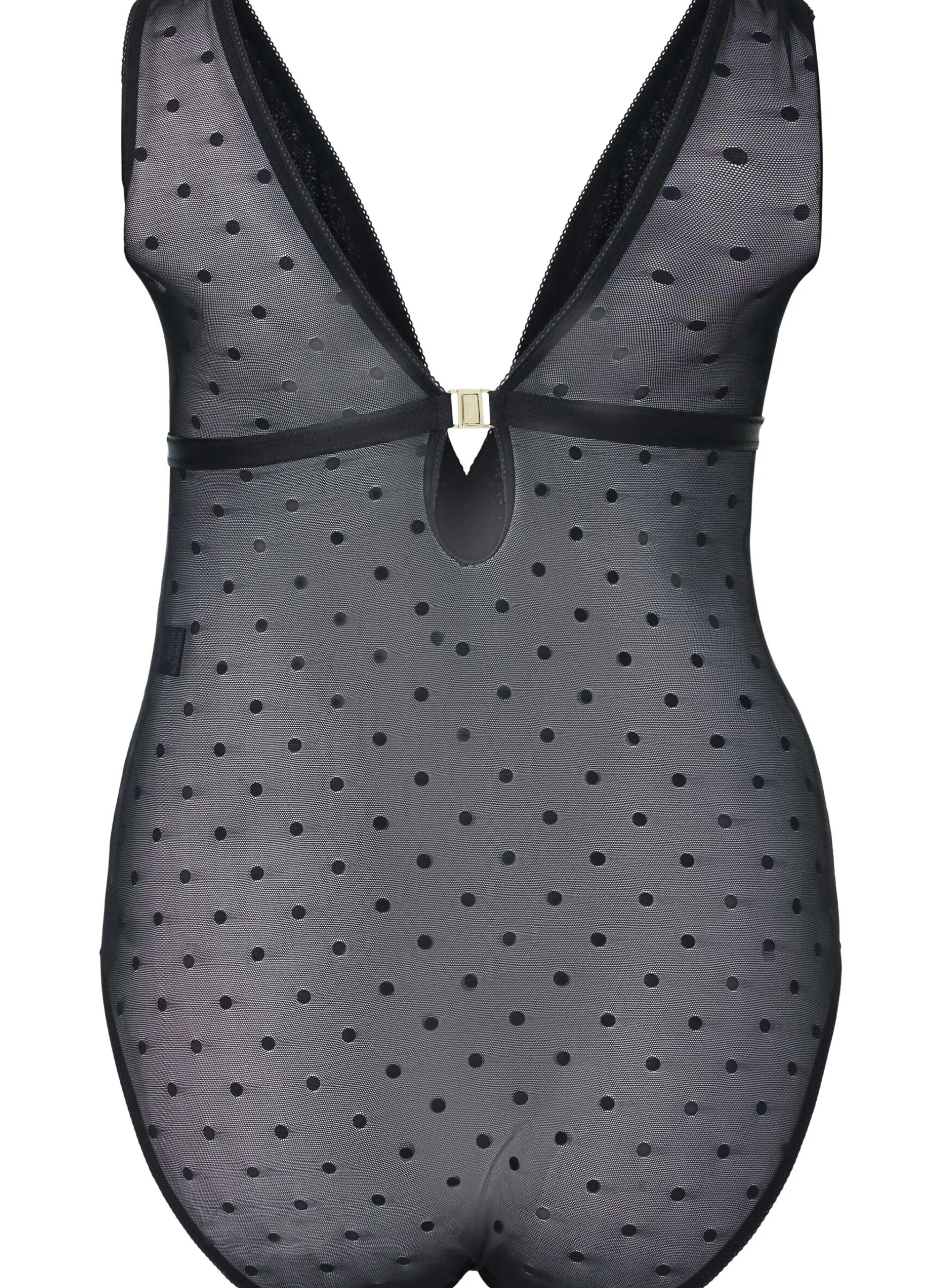 Bodystocking mit gepunktetem Netz und abnehmbaren Pads