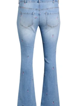 Bootcut Jeans mit gestickten Blumen