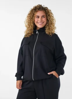 Cardigan aus Jersey mit Reißverschluss und hohem Kragen