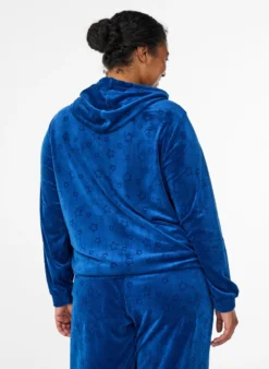 Cardigan aus Velours mit Kapuze und Taschen
