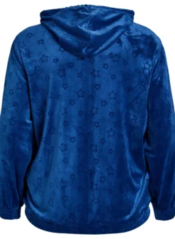Cardigan aus Velours mit Kapuze und Taschen